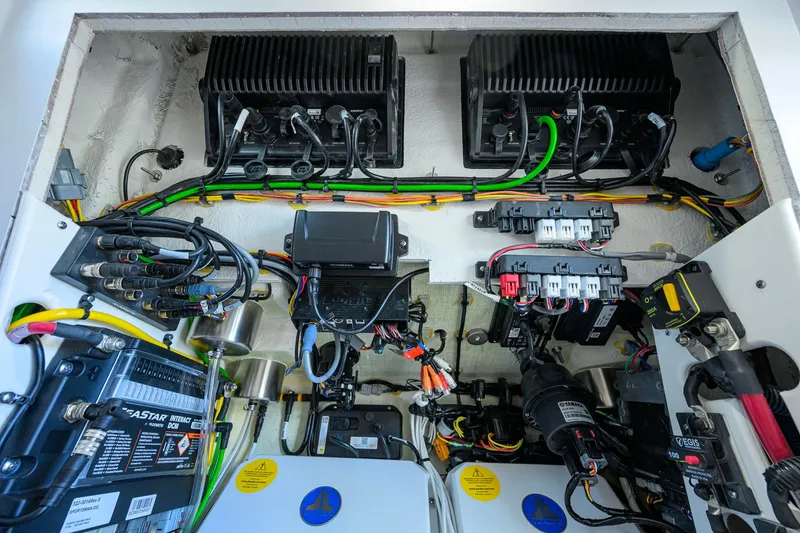 Slide: The Image of Electrical system of 2026 Sportsman Open 232 Center Console boat, showcasing wiring and components. - 47