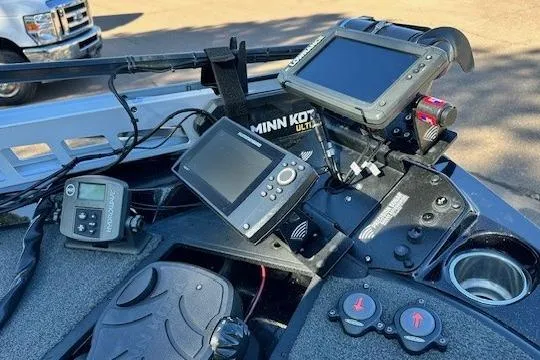 Slide: The Image of 2017 Ranger Z185 boat dashboard with electronic navigation and control systems. - 5