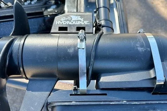 Slide: The Image of Hydrowave device on 2017 Ranger Z185 boat, secured with metal straps. - 8