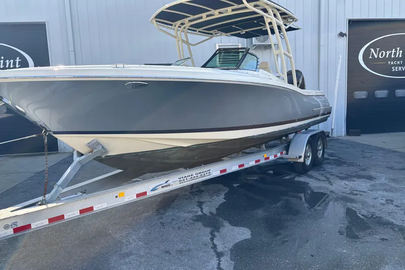 Slide: The Image of 2017 Chris-Craft Calypso 26 boat on trailer at Northpoint Yacht Service. - 6