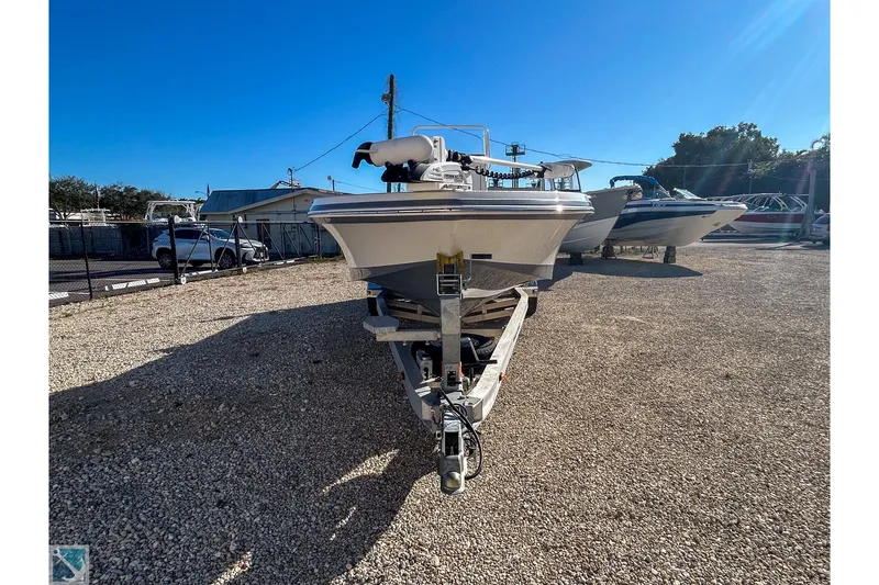 Slide: The Image of 2022 Ranger 2360 Bay boat on trailer in outdoor storage lot. - 4