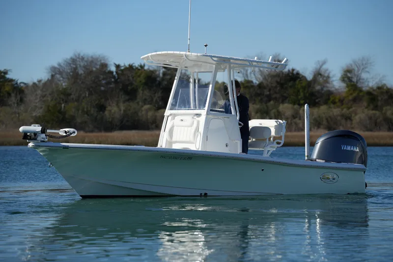 Slide: The Image of 2020 Sea Hunt BX 20 BR boat on calm water with Yamaha engine. - 3