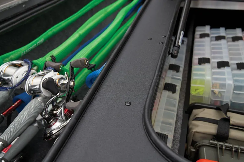 Slide: The Image of Manufacturer Provided Image: Fishing gear and tackle storage on 2025 Tracker Pro Team 190 boat. - 25
