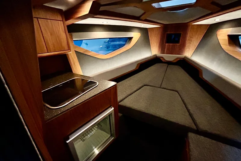 Slide: The Image of Luxurious interior of 2026 Flynt Yachts Centura 32, featuring modern design and amenities. - 15