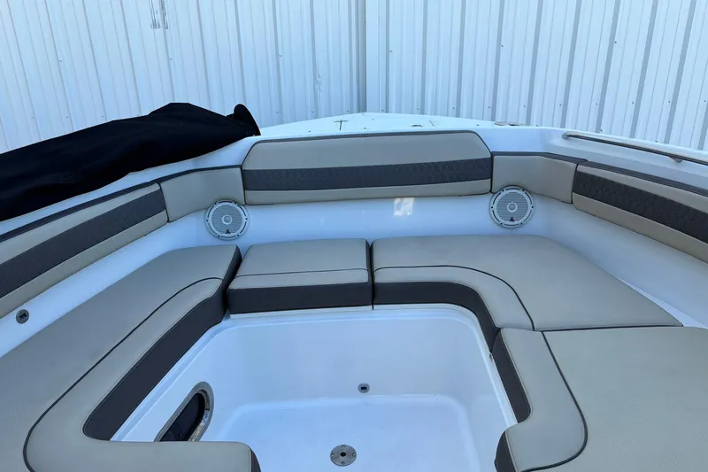 Slide: The Image of Garmin GPS display on 2020 Pursuit DC 365 Dual Console showing boat status and trip data. - 9