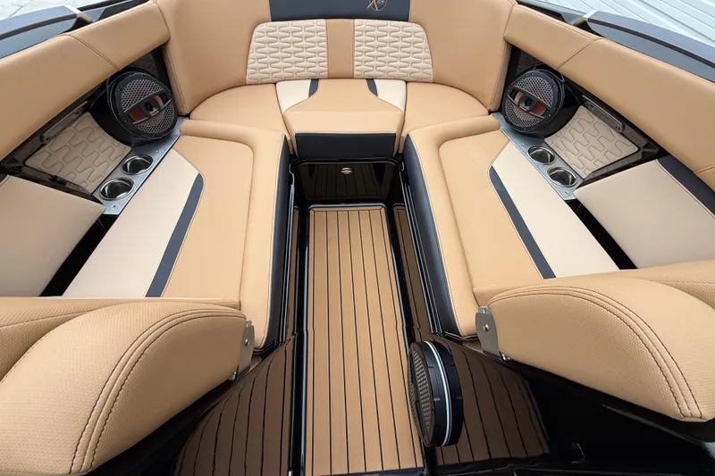 Slide: The Image of Luxurious interior of 2025 MasterCraft X24 boat with tan seating and premium finishes. - 5