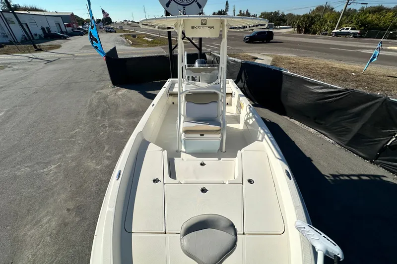 Slide: The Image of 2016 Skeeter SX2250 boat displayed outdoors, featuring spacious deck and seating. - 56