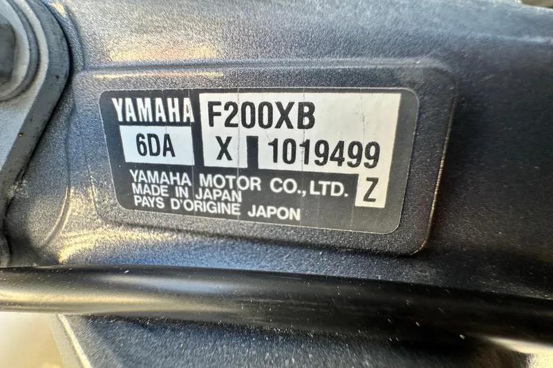 Slide: The Image of Yamaha F200XB engine label on 2016 Skeeter SX2250, made in Japan. - 79
