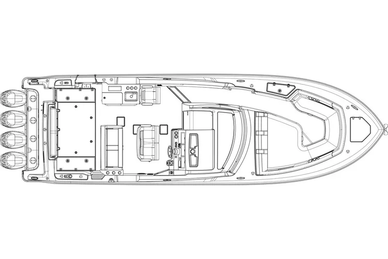 Slide: The Image of Manufacturer Provided Image: Top view schematic of 2018 Boston Whaler 380 Realm boat layout. - 25