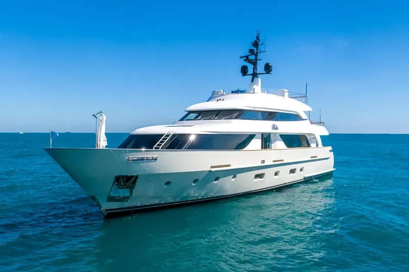 The Image of Luxurious 2019 Sanlorenzo SD112 yacht cruising on clear blue ocean waters. - 0