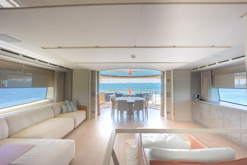 Slide: The Image of Luxurious interior of 2019 Sanlorenzo SD112 yacht with ocean view and elegant furnishings. - 32