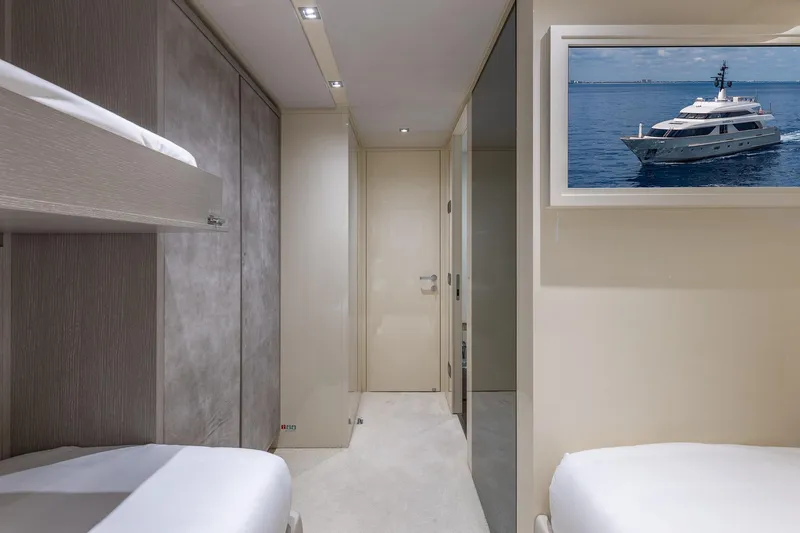 Slide: The Image of Luxurious interior of 2019 Sanlorenzo SD112 yacht with modern decor and wall-mounted TV. - 51