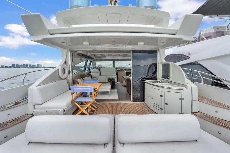 Slide: The Image of Luxurious 2006 Azimut 68S yacht with spacious deck and modern interior design. - 15