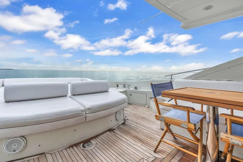 Slide: The Image of Luxurious 2006 Azimut 68S yacht deck with seating and ocean view. - 23