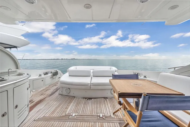 Slide: The Image of Luxurious 2006 Azimut 68S yacht deck with seating, table, and ocean view. - 25