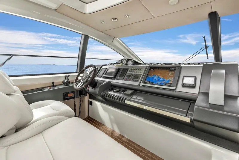 Slide: The Image of Luxurious 2006 Azimut 68S yacht cockpit with modern navigation system and ocean view. - 35