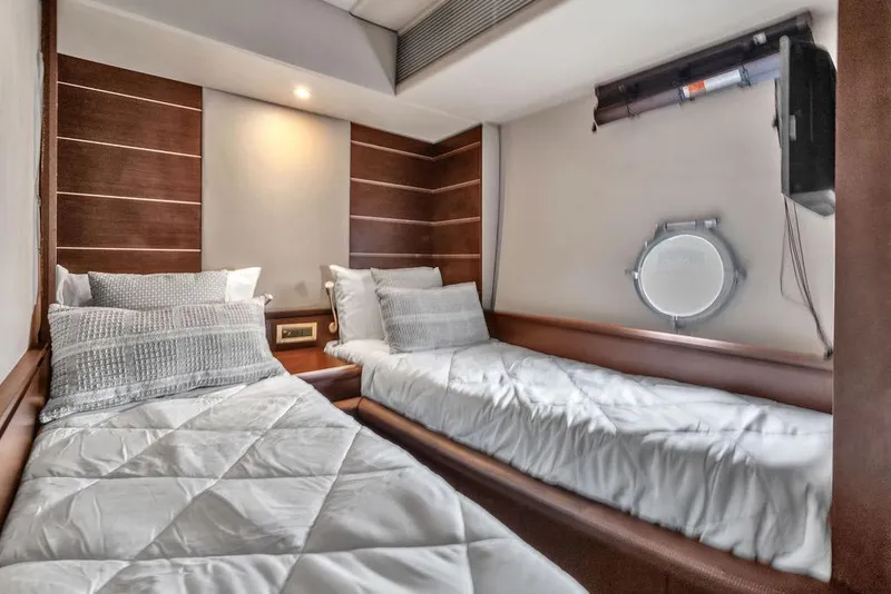 Slide: The Image of Luxurious twin cabin interior of 2006 Azimut 68S yacht with modern design. - 57