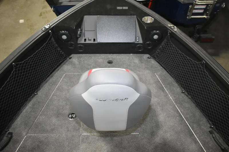Slide: The Image of 2026 Alumacraft Trophy 175X Sport boat interior with seating and storage compartments. - 10