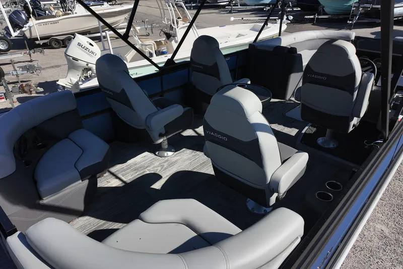 Slide: The Image of 2025 Viaggio Z24Q boat interior with luxurious seating and modern design. - 3