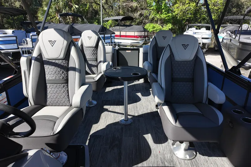 Slide: The Image of Interior of 2025 Viaggio Z24Q boat with luxurious seating and table. - 4