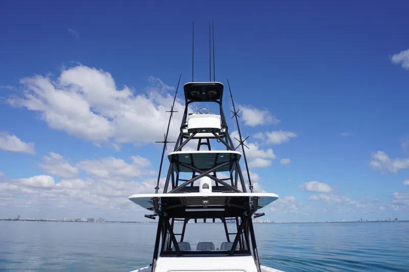 Slide: The Image of 2019 SeaHunter 45 Tournament boat against a clear blue sky and calm sea. - 11