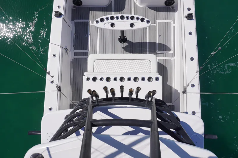 Slide: The Image of Overhead view of 2019 SeaHunter 45 Tournament fishing boat deck. - 32