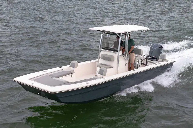 Slide: The Image of Manufacturer Provided Image: 2025 Bay Rider 2460 FS Skiff cruising on open water. - 50