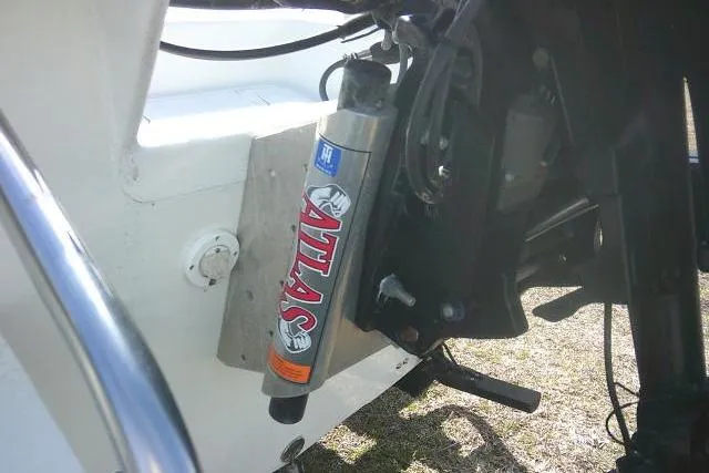 Slide: The Image of Atlas hydraulic jack plate on 2008 Carolina Skiff 218 DLV Elite boat. - 10