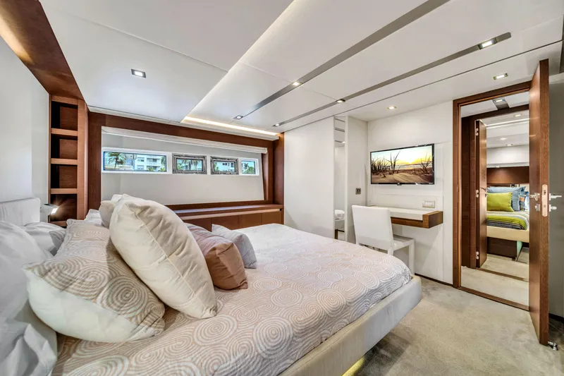Slide: The Image of Luxurious bedroom on a 2015 Prestige 750 yacht. - 46