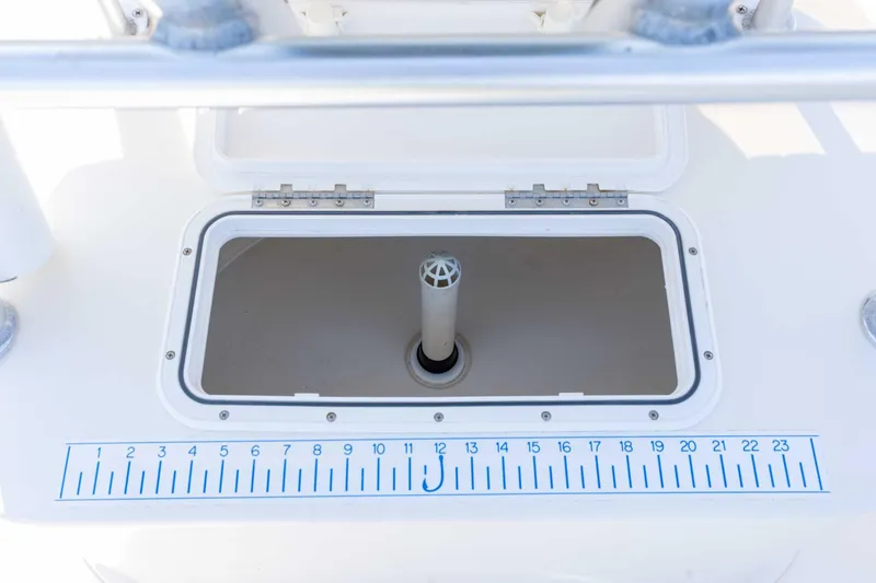 Slide: The Image of Open hatch on 2007 Parker 2300 Special Edition boat with measurement scale. - 20