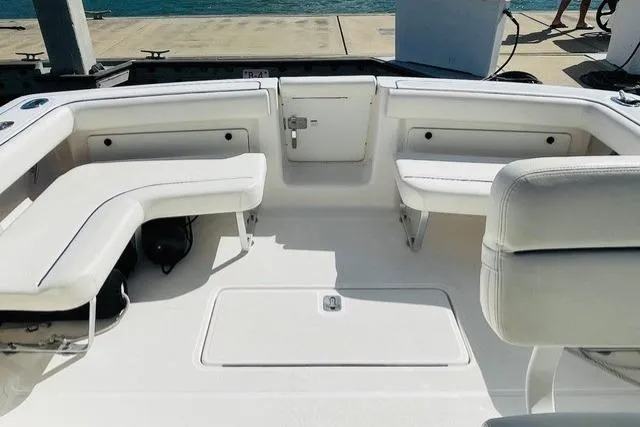 Slide: The Image of 2003 Tiara Yachts 2900 Coronet boat on a trailer, side view. - 14