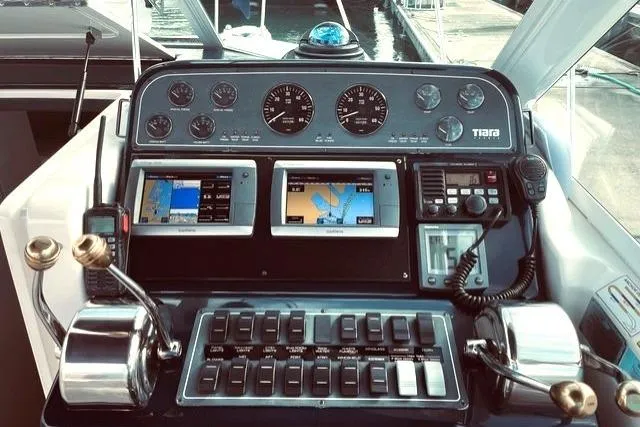 Slide: The Image of Compact galley kitchen in 2003 Tiara Yachts 2900 Coronet with microwave and sink. - 20