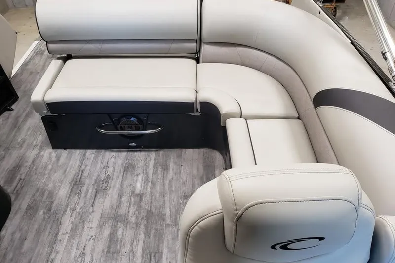 Slide: The Image of 2021 Crest Continental 250 SLS boat interior with luxurious seating and modern design. - 14