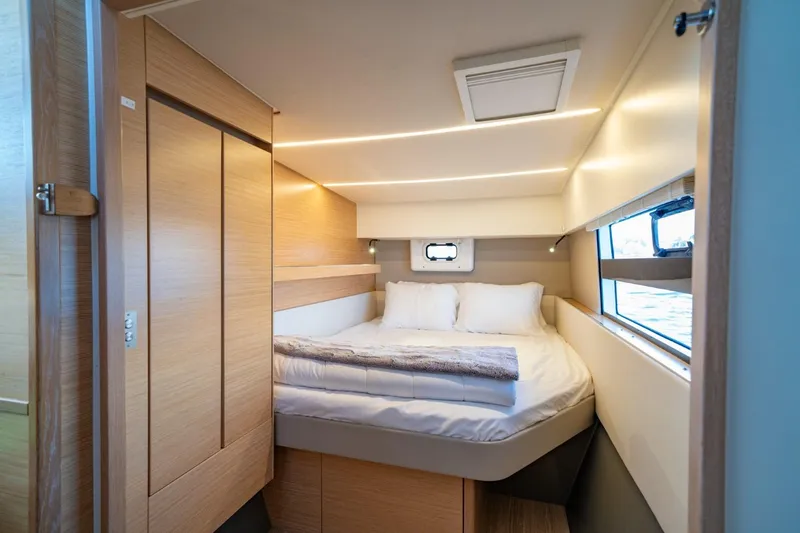 Slide: The Image of Luxurious cabin interior of 2020 Nautitech 40 Open catamaran with cozy bed and modern design. - 26