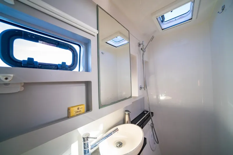 Slide: The Image of Modern bathroom in 2020 Nautitech 40 Open yacht with skylight and sleek fixtures. - 37