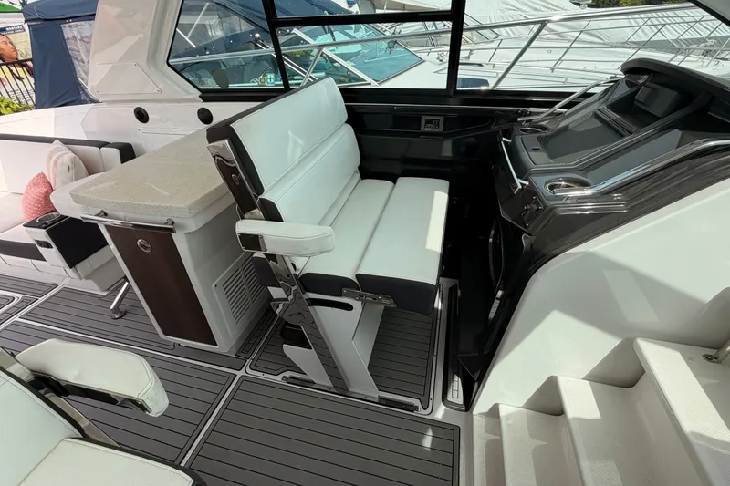 Slide: The Image of 2018 Monterey 360 Sport Coupe interior with sleek seating and modern dashboard design. - 11