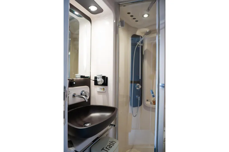 Slide: The Image of Luxurious bathroom in 2019 Azimut Fly 50 yacht with modern fixtures and shower. - 15