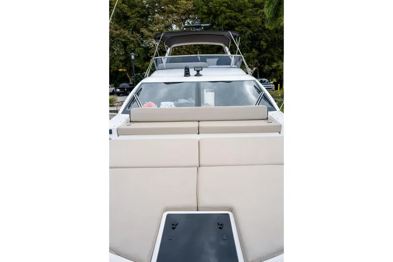 Slide: The Image of 2019 Azimut Fly 50 yacht with beige seating and sleek design. - 37