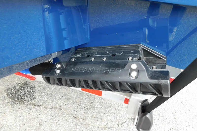 Slide: The Image of 2026 Pathfinder 2600 TRS with Seakeeper stabilizer, blue hull detail. - 17