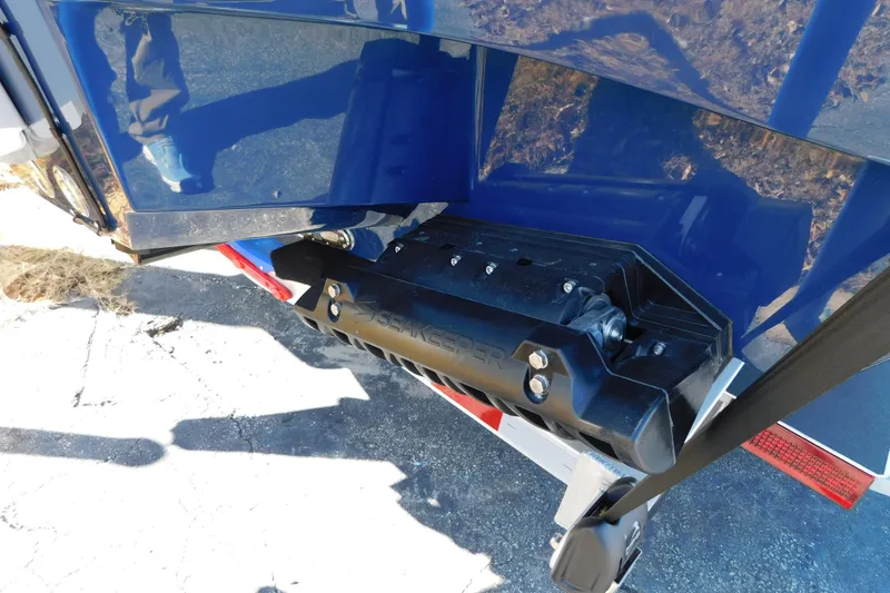 Slide: The Image of 2026 Pathfinder 2600 TRS boat with Seakeeper stabilizer, blue hull detail. - 54