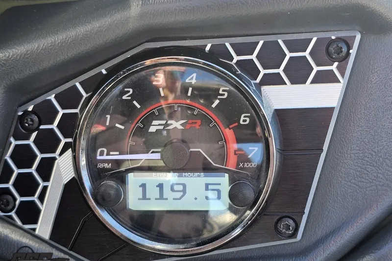Slide: The Image of Close-up of 2022 Skeeter FXR21 Apex tachometer showing 119.5 engine hours. - 64