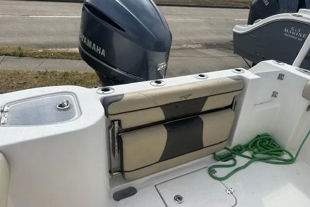 Slide: The Image of 2018 Tidewater 230 CC Adventure boat with Yamaha engine and foldable seat. - 12