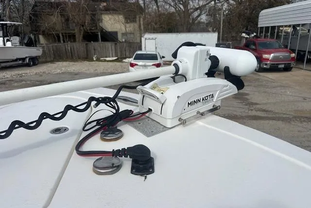 Slide: The Image of Minn Kota trolling motor on 2018 Tidewater 230 CC Adventure boat deck. - 9