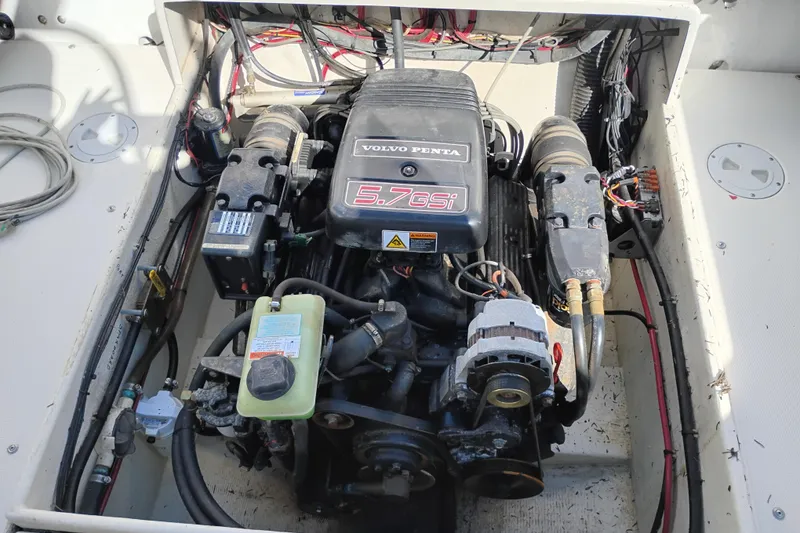 Slide: The Image of Engine compartment of a 1997 SeaSport Explorer 2400 with Volvo Penta 5.7 GSi engine. - 37