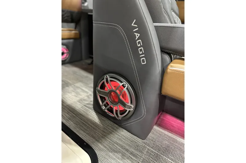 Slide: The Image of Viaggio Diamante 24S 2026 interior with stylish speaker and luxurious seating. - 15