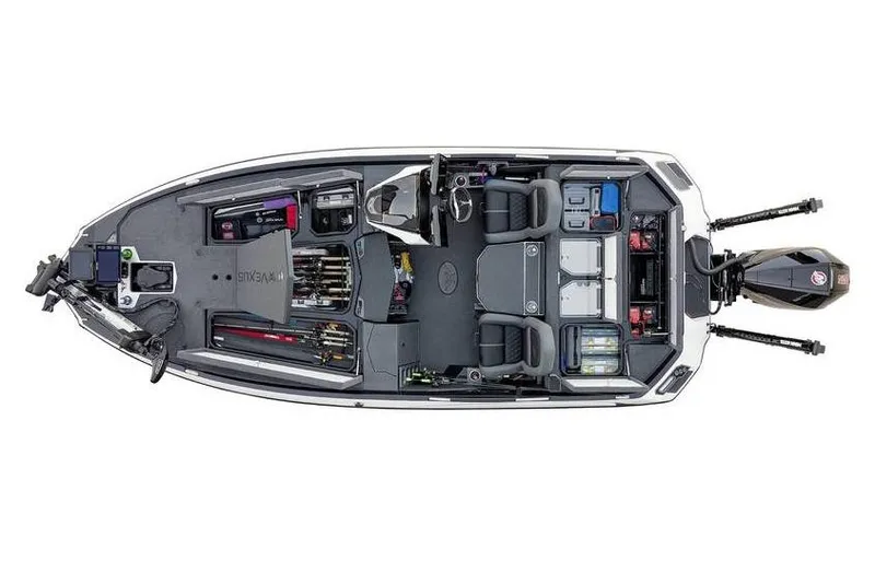 Slide: The Image of Manufacturer Provided Image: Top view of 2026 Vexus VXs20 fishing boat with organized storage and seating. - 18