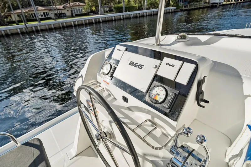 Slide: The Image of Helm of 2020 Lagoon 42 catamaran with B&G navigation system, dockside view. - 11