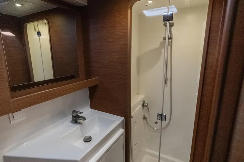 Slide: The Image of Modern bathroom interior of 2020 Lagoon 42 yacht with shower and sink. - 35