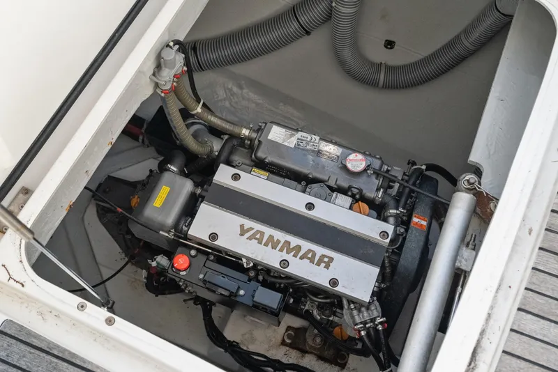 Slide: The Image of Yanmar engine in 2020 Lagoon 42 catamaran, showcasing detailed mechanical components. - 40