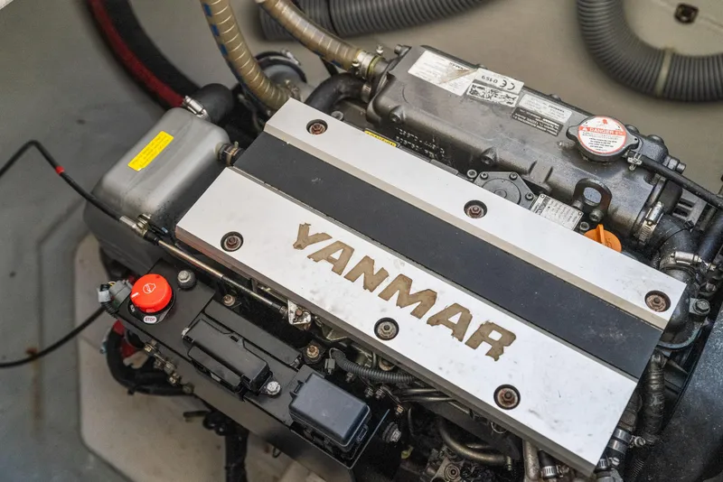 Slide: The Image of Yanmar engine in a 2020 Lagoon 42 catamaran, showcasing mechanical components. - 41